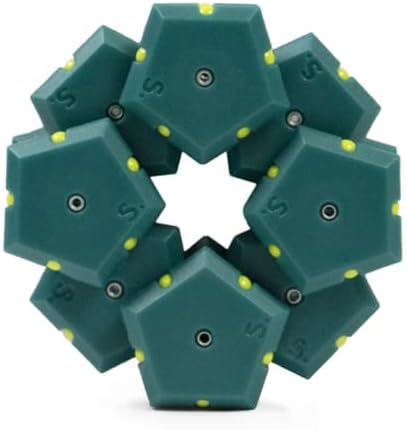 Speks Geode Matte Pentagons Magnetic Fidget Toy for Adults | Quiet Sensory Toy for Stress Relief & Anxiety, Office Desk Toy & Top Gadget Gift Idea | Monstera, 12-Piece Set