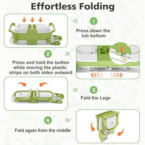 MoreFeel Collapsible Baby Bathtub for Newborn with Thermometer & 1 Hooded Towel & 1 Soft Floating