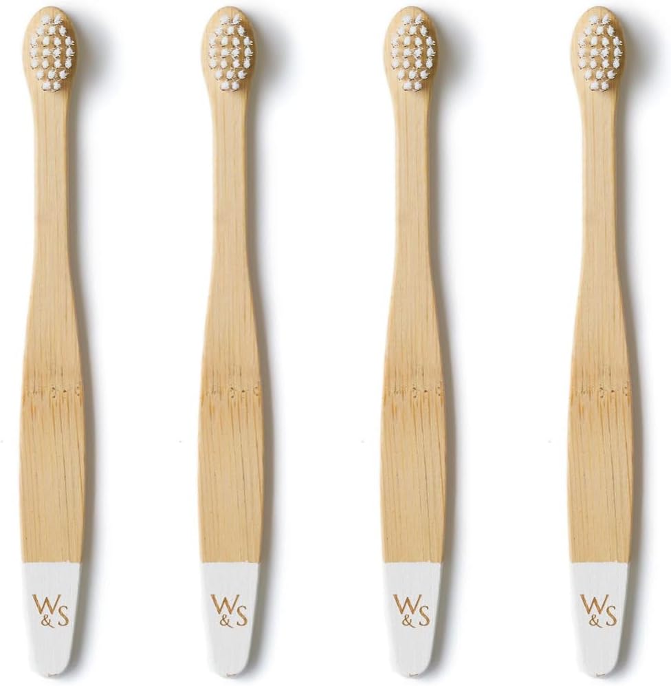Wild & Stone Organic Baby Bamboo Toothbrushes | 4 Pack | Soft Bristles | 100% Compostable Handle |