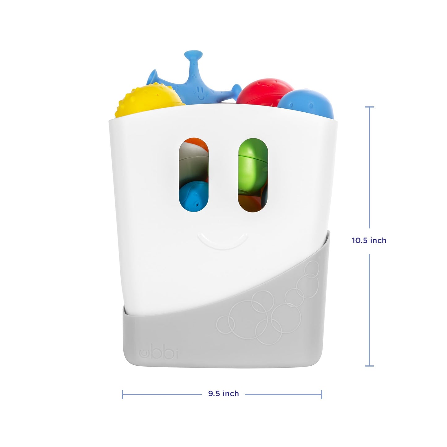 Ubbi Baby Bath Time Essential Gift Set, Includes Drying Bin and 11 Bath Toys, Dishwasher Safe, White