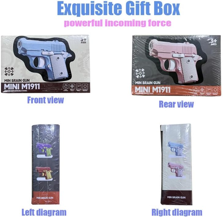 Easter Basket Stuffers,1911 3D Printed Small Pistol Toys, Stress Relief Pistol Toys for Adults, Suitable for Relieving ADHD, Anxiety,Easter Fillers Easter Gifts for Boys(Pink&White)