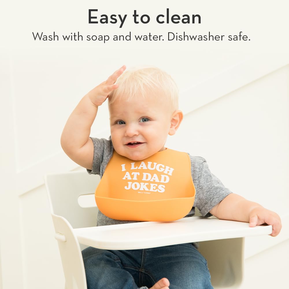 Baby Bib for Eating by Bella Tunno, Waterproof Silicone Bib with Large Food Catcher, Adjustable Fit