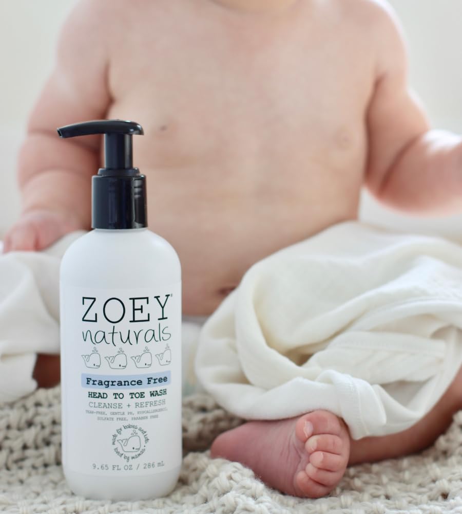 Zoey Naturals Fragrance-Free Head to Toe Baby & Toddler Wash – Tear-Free Body Wash and Shampoo with