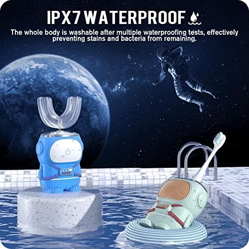Ultrasonic Kid's U-Shaped Electric Toothbrush, IPX7 Waterproof, Five Cleaning Modes, 60S Smart