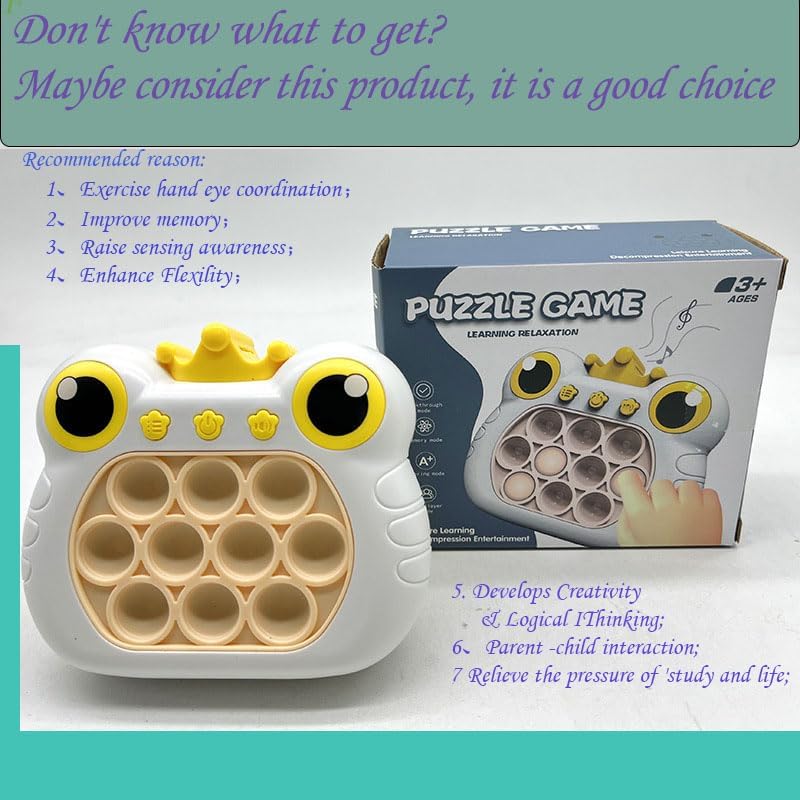 Pop It Fidget Toys Fast Push Game Handheld Game Puzzle Game for Kids 3-12 Birthday Gifts ,Sensory Fidget Toys for Kids and Adult(White)