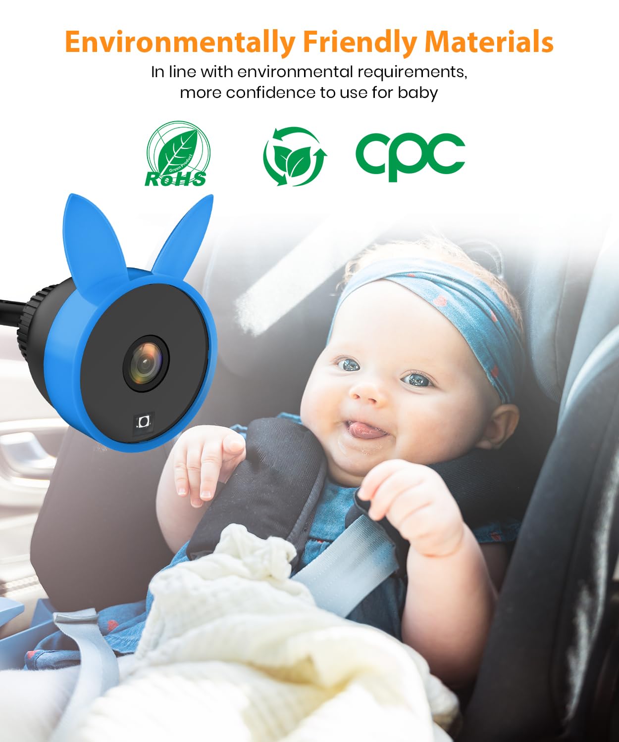 BV2 USB Car Camera for Baby : 4.5" Car Seat Camera with 1080P Crystal Clear Mirror View, Easy Installation Carseat Rear Facing Moitor for Pet & Kids, HD IR Night Vision Backseat Monitor