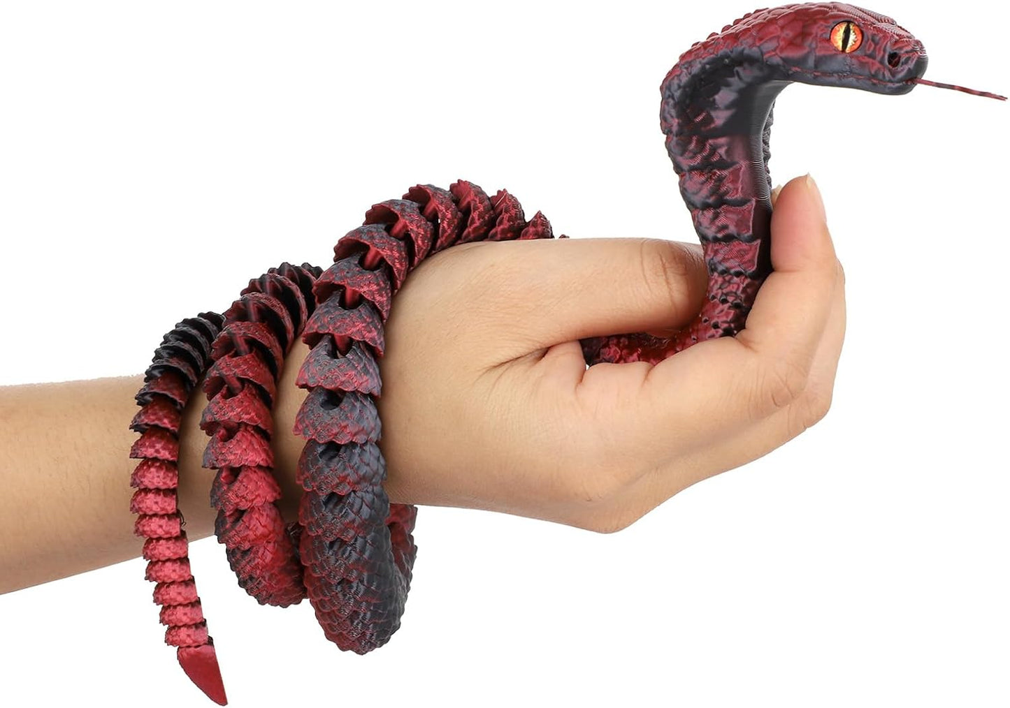 25" 3D Printed Snake, 3D Printed Fidget Animals,3D Crystal Snake Flexible Joints Home Decor Executive Desk Toys,Home Office Decor Executive Desk Toys for Autism/ADHD (Black)
