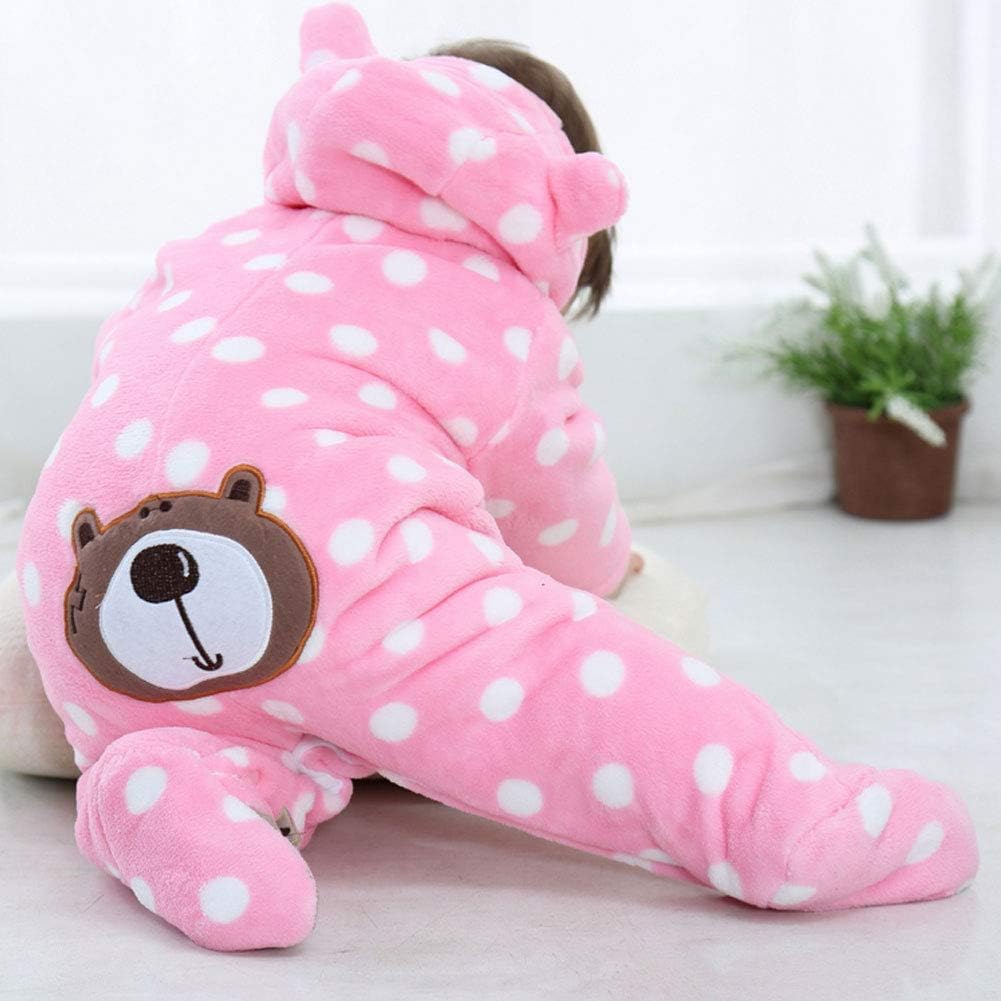XIFAMNIY Baby Newborn Jumpsuit Footie Hooded Thicken Winter Bunting Outwear Snowsuit Pajamas for Girls Boys…