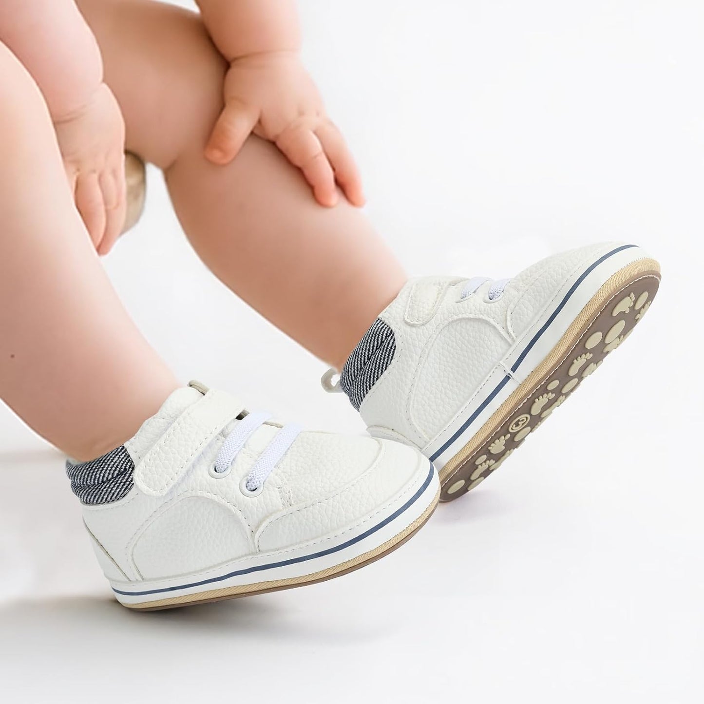 Baby Boys Girls Non-Slip Rubber Sole High-Top PU Leather Infant Sneakers Toddler Crib First Walker Shoes