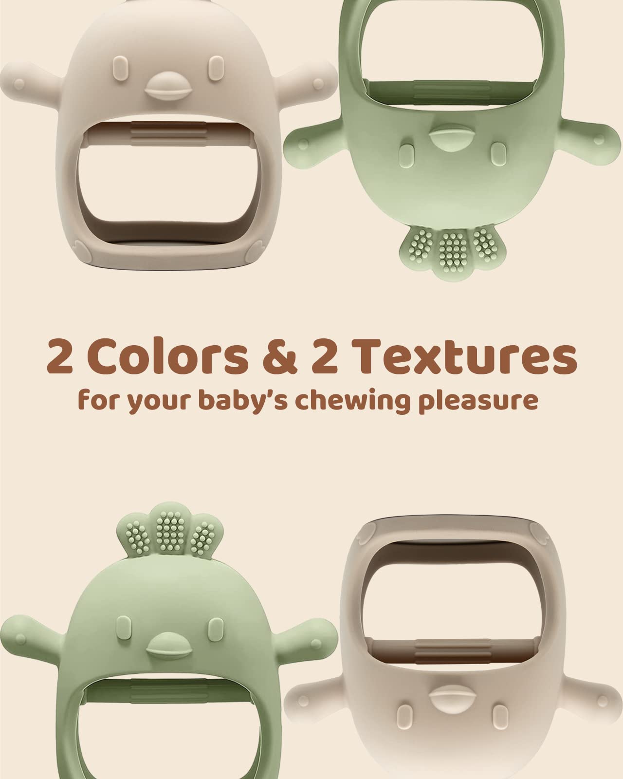 ChooKaChoo 2 Pack Baby Teething Toy Silicone Teething Mitten for Babies Over 3 Months Anti Dropping