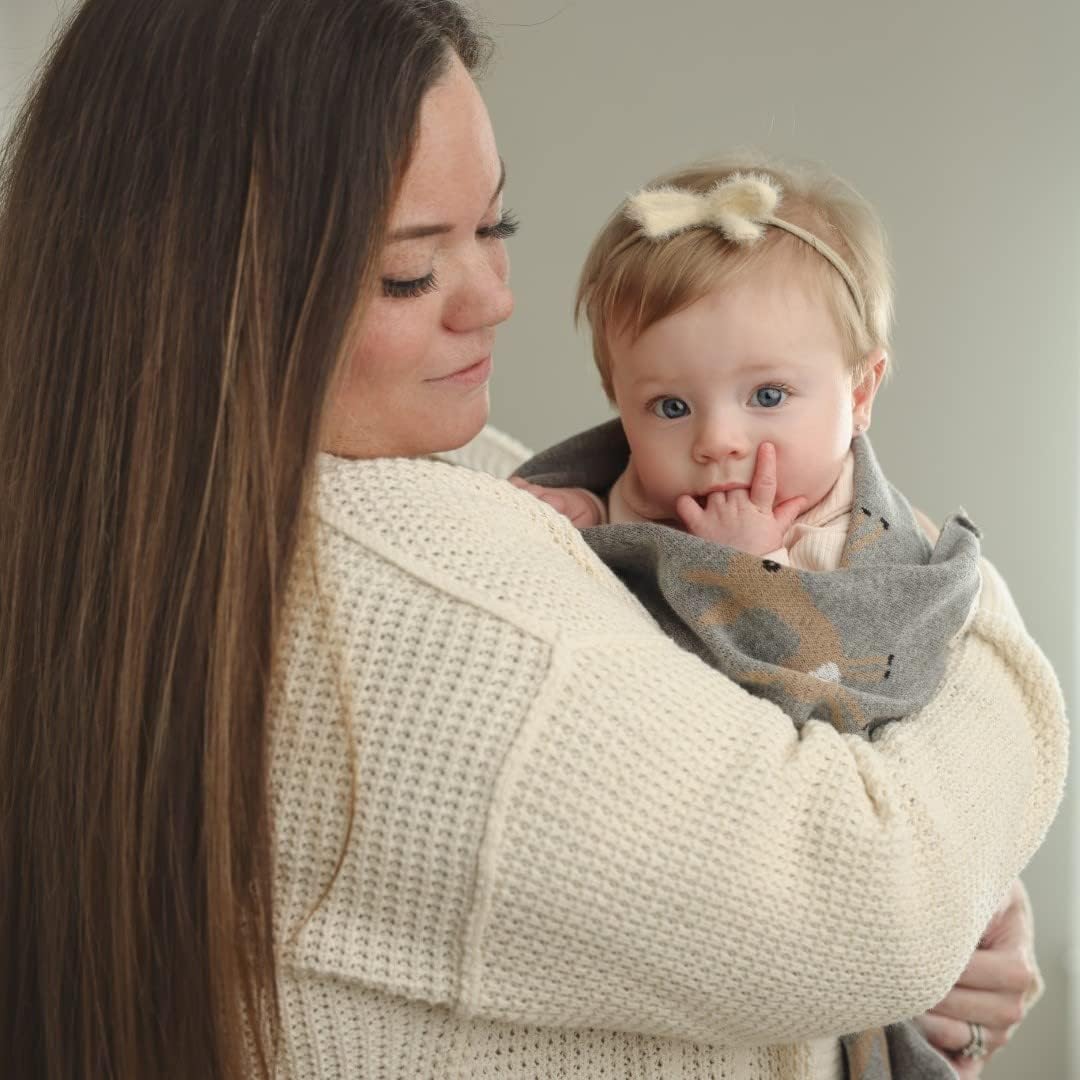 Knit Baby Swaddle Blanket - 100% Cotton Soft Cozy Receiving Swaddling Crib Stroller Quilt Blanket