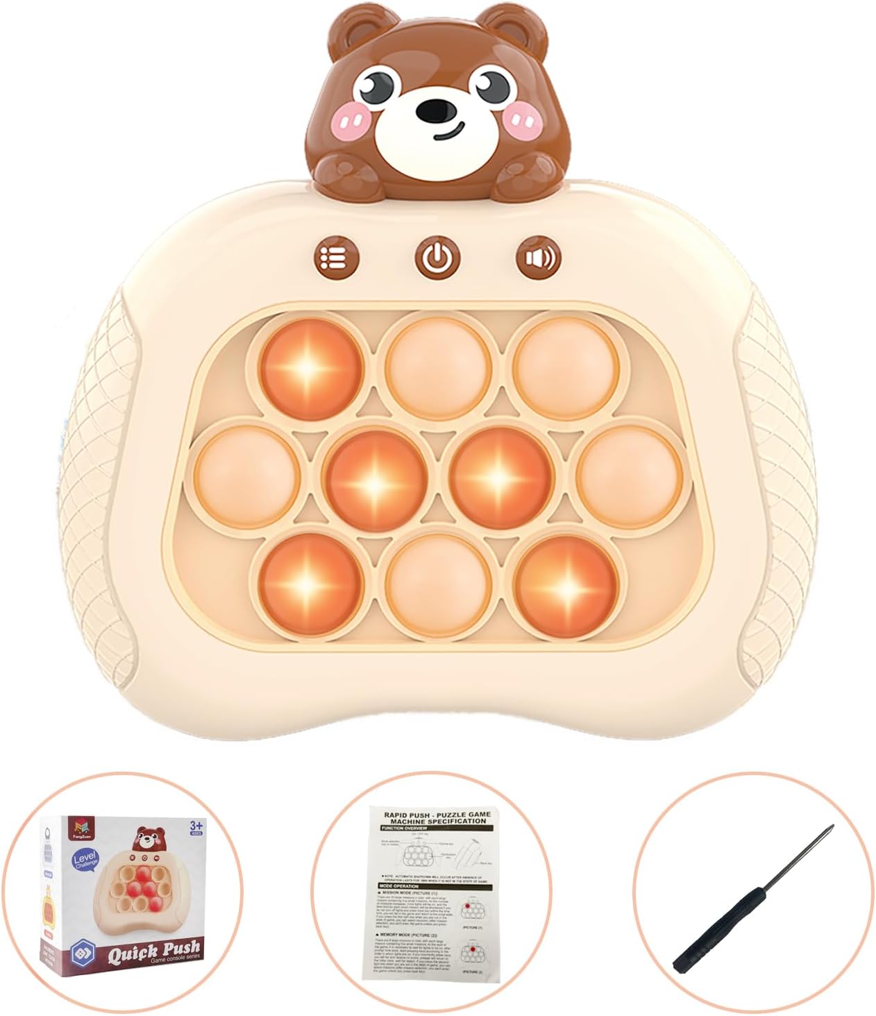 Pop The Target! Handheld Speed Pushing Game Machine: A Fun Multiplayer Game for Family. Fidget Game Toy for 6 7 8 9 10 11 12 Years Old Bear