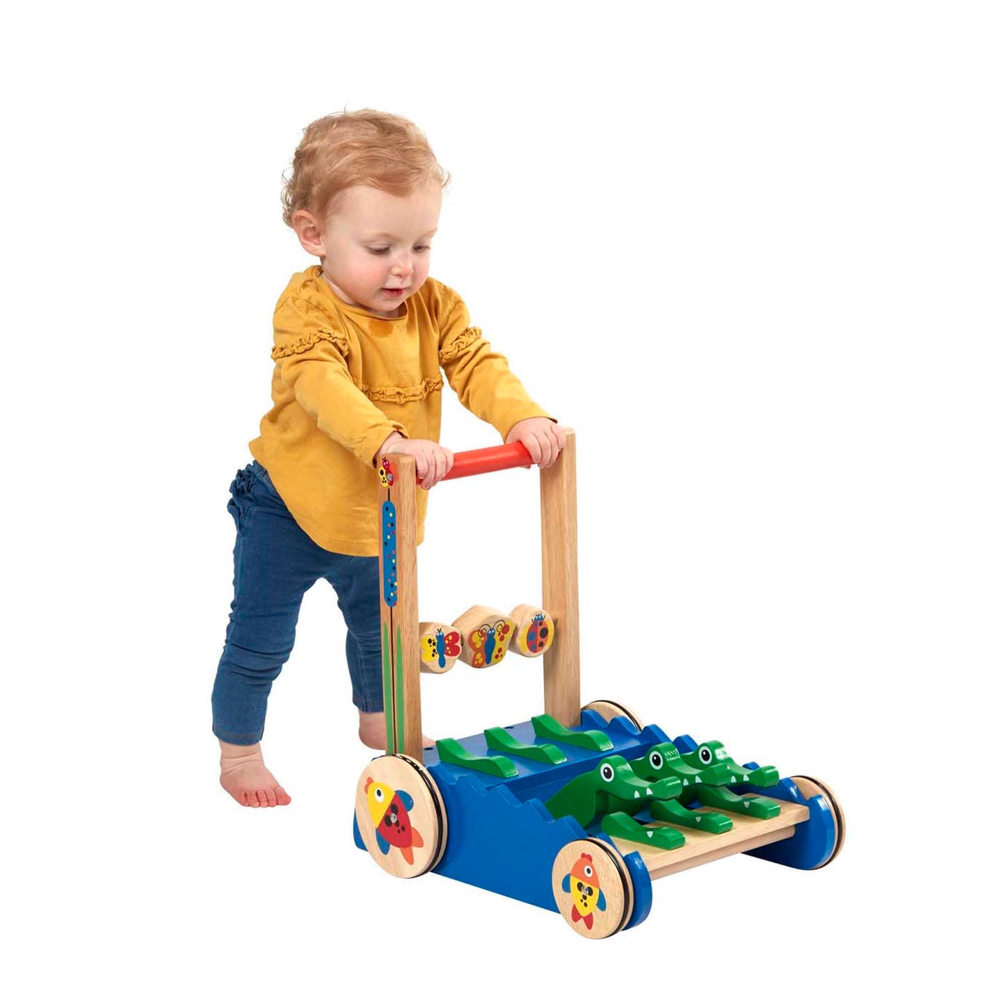 Melissa & Doug Deluxe Chomp and Clack Alligator Wooden Push Toy and Activity Walker