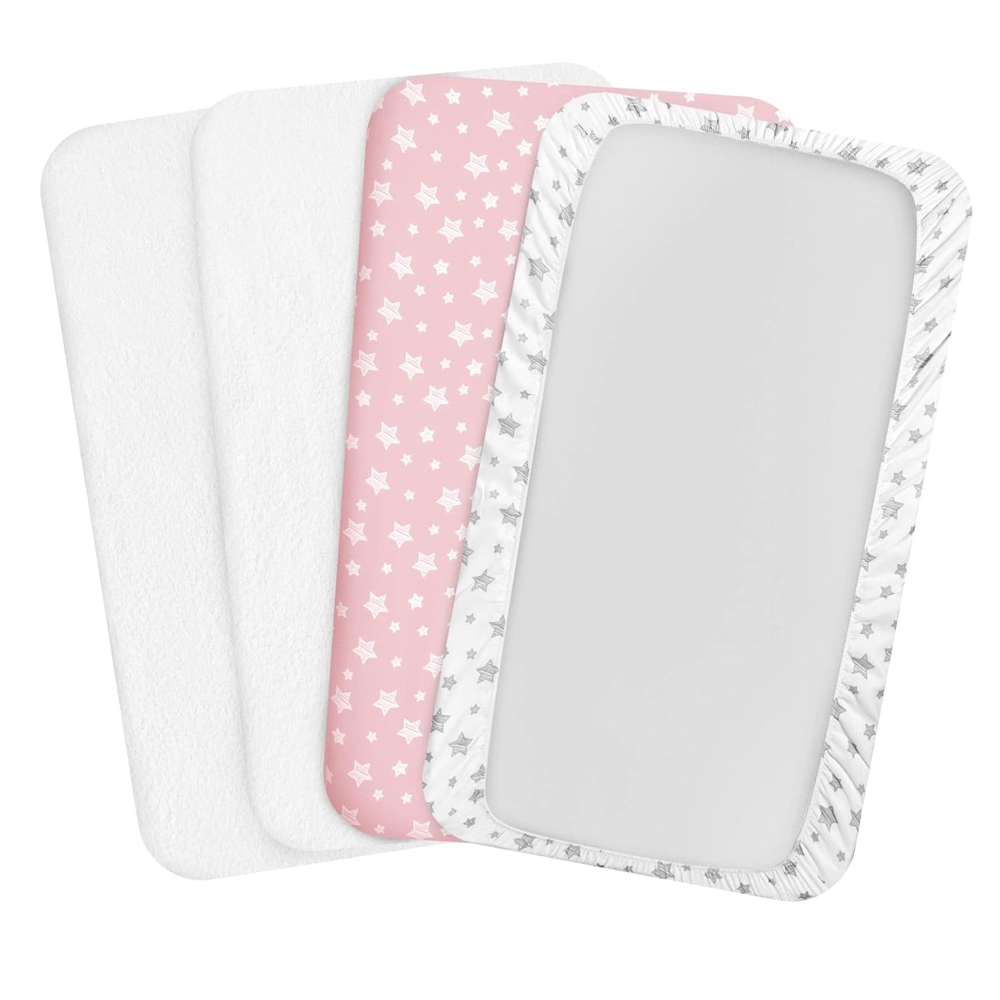 Pack and Play Sheets & Waterproof Terry Pack N Play Mattress Protector Pad Cover 4 Pack, Viscose