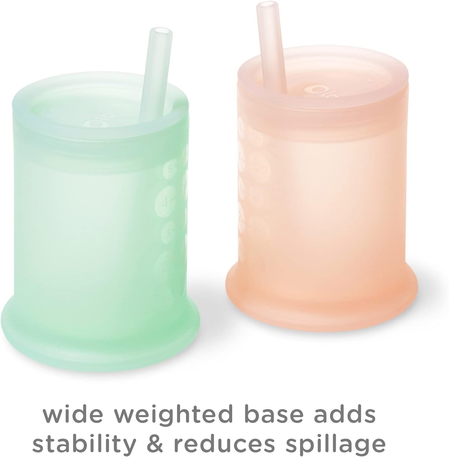 Olababy Silicone Training Cup with Straw Lid | Babies Water Drinking Cup | 6+ Mo Infant To 12-18 Months Toddler | Sippy Cup For Kids & Smoothie Cup | Baby Led Weaning (Kiwi, 5 oz)