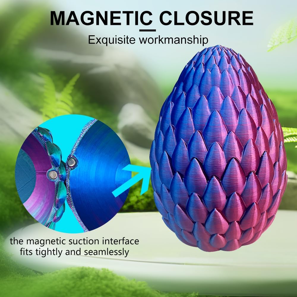 3D Printed Dragon with Dragon Egg 16.5'' Articulated Dragon Crystal Dragon Fidget Dragon Egg Toys Executive Desk Toys (Gold Rose Red, Dragon Only)