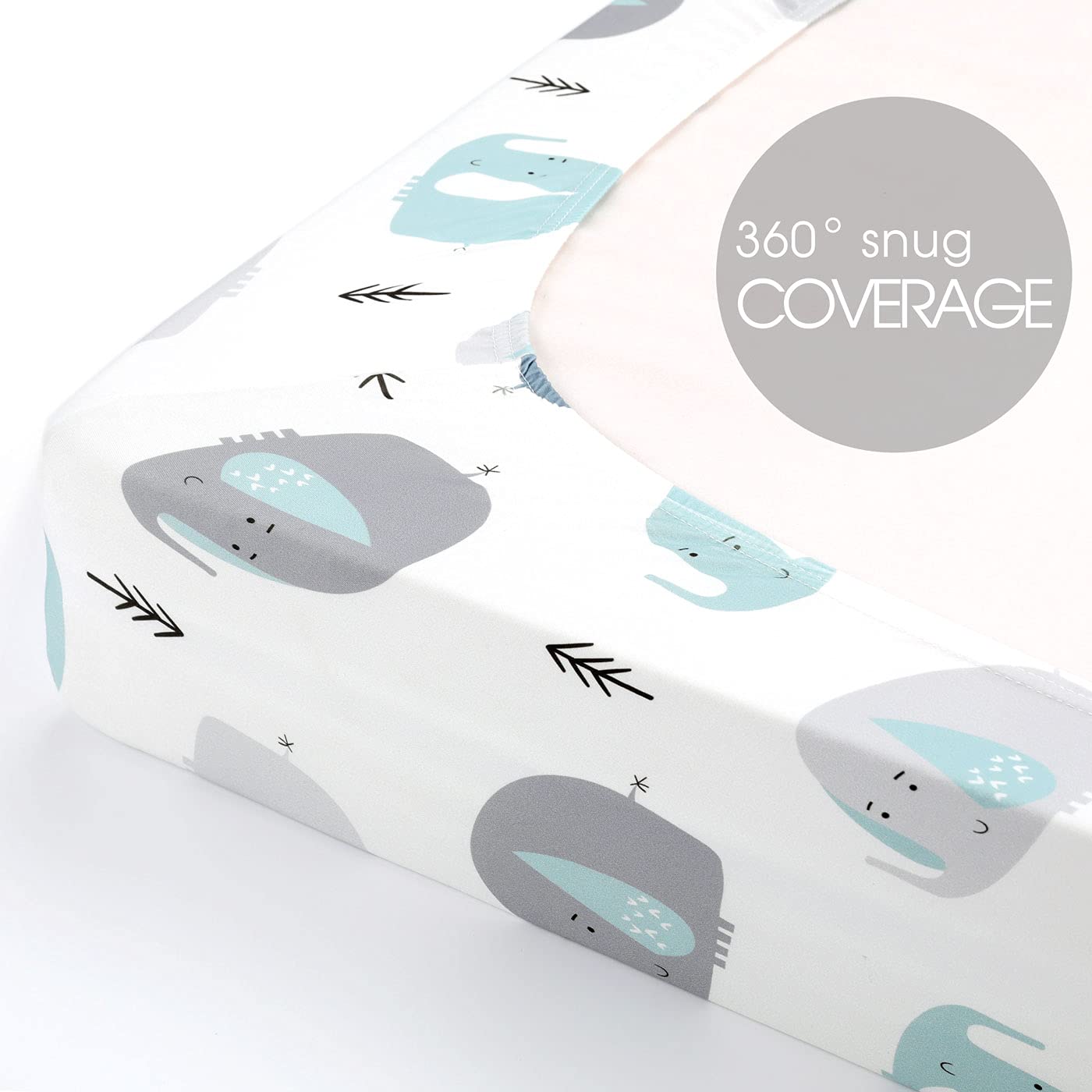 GRSSDER Stretchy Ultra Soft Jersey Knit Fitted Pack n Play Sheets Set 2 Pack, Portable/Mini Cribs