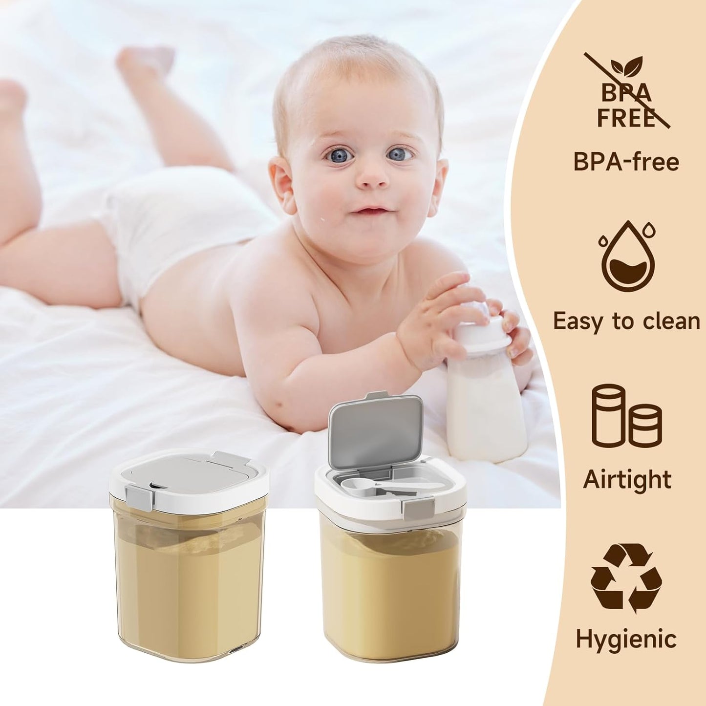 Formula Container to go-1300ml Travel Dispenser BPA Free Airtight Container with Spoon and Layered