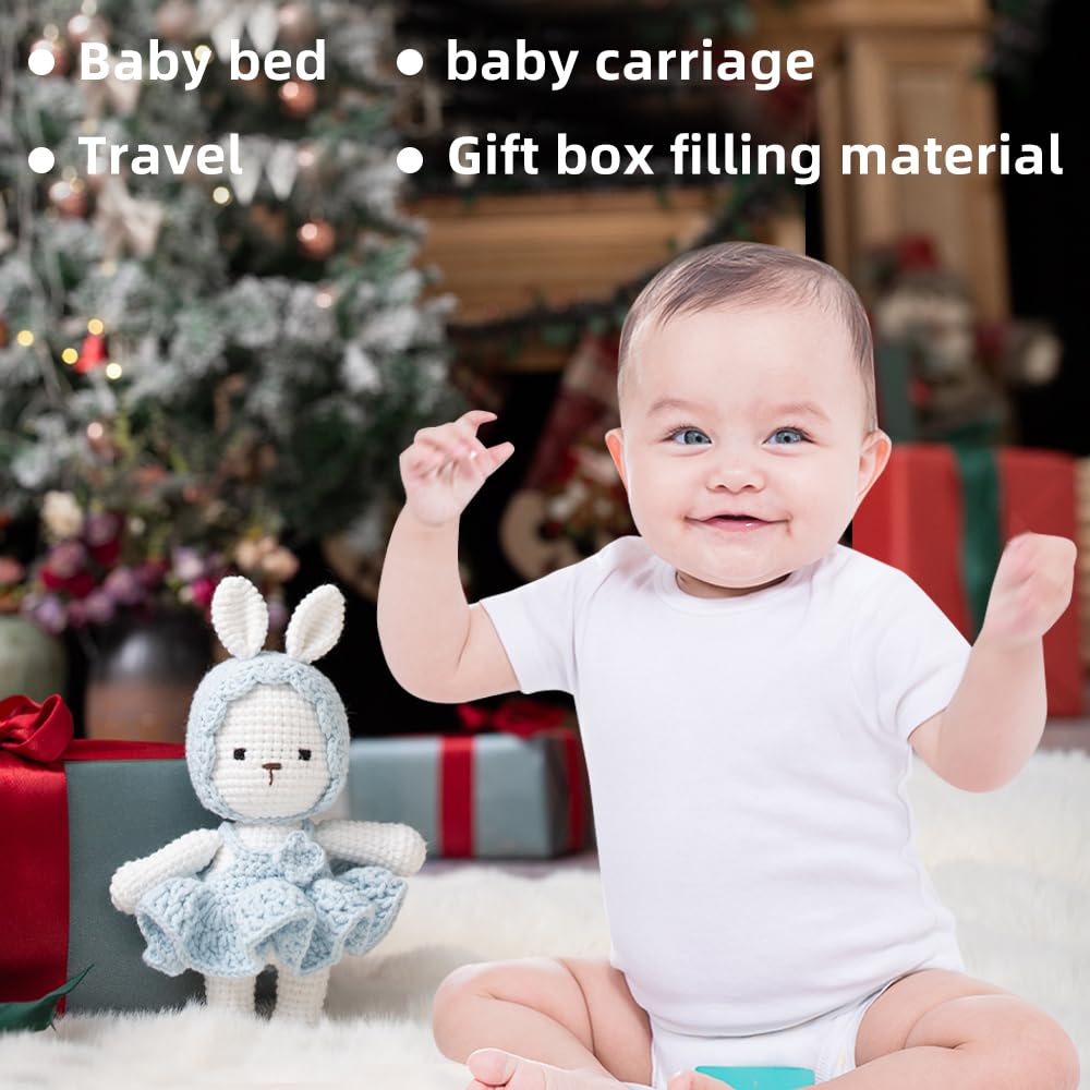 Handmade Knit Bunny Dolls,Baby rattle toy,Baby Sensory Toys,Baby Soothing Toys,Handmade Knit Toys,Gifts for Boys and Girls (Blue)