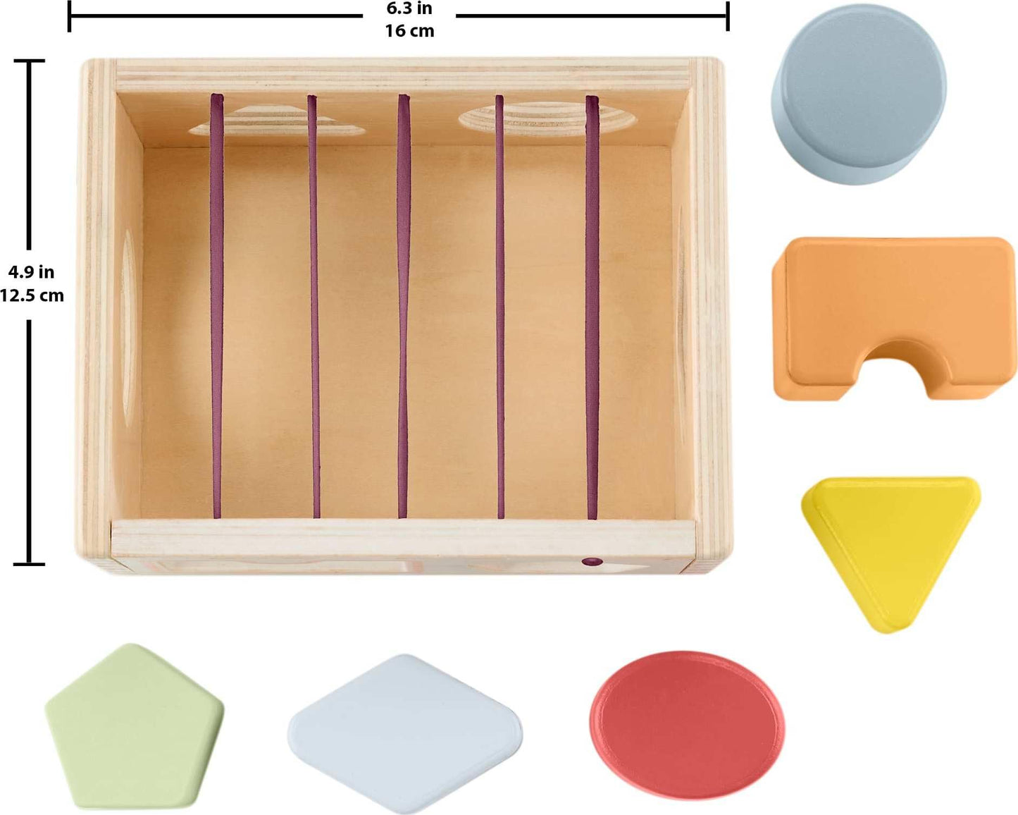 Fisher-Price Wood Baby Toy Flexi Shape Sorter, 7-Piece Wooden Activity with Elastic Bands for
