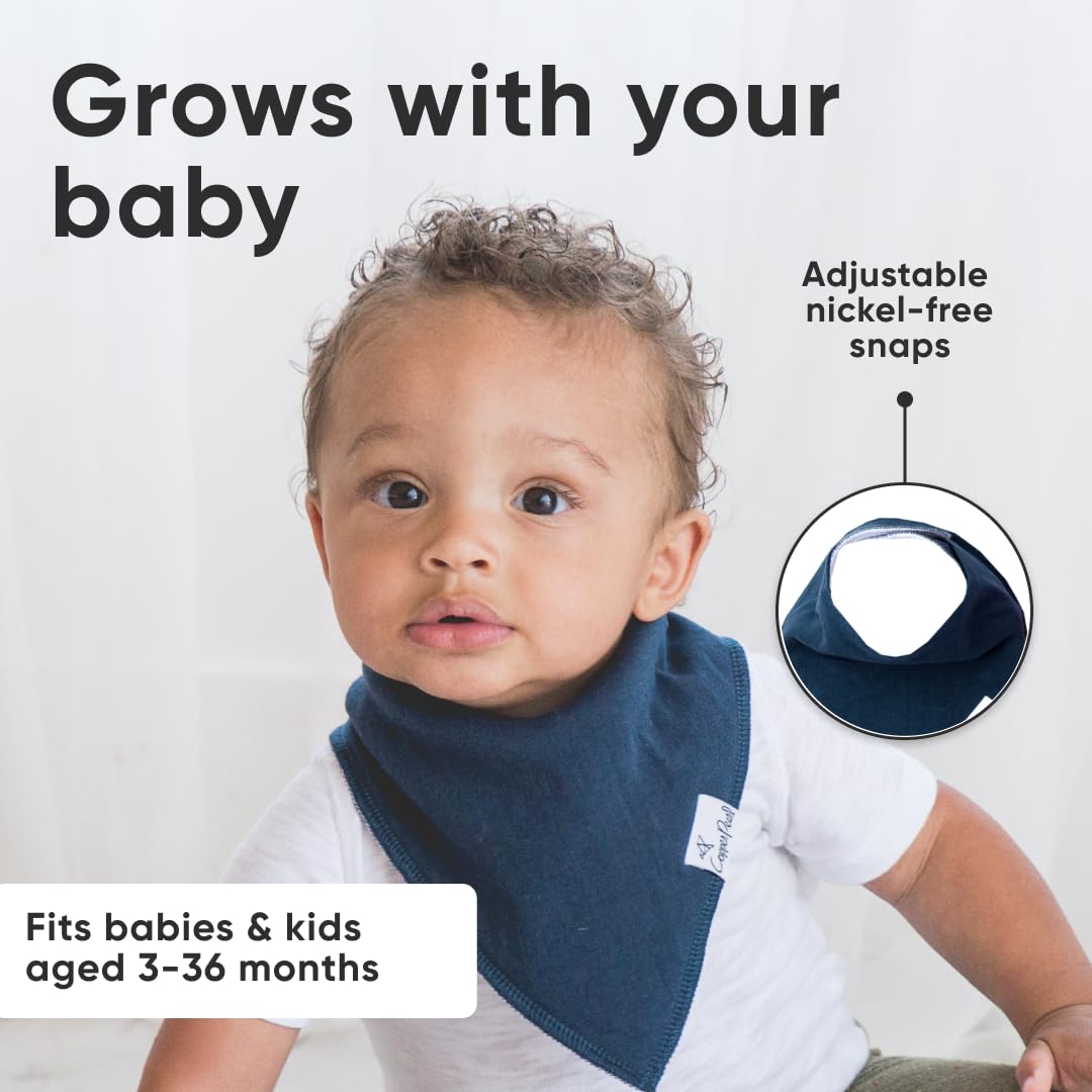 Copper Pearl 4 Pack Soft Cotton Baby Bibs for Drooling and Teething, Absorbent Drool Bibs for Baby Girl and Boy, Adjustable to Fit Newborns to Toddlers, Tons of Styles (Ridge)