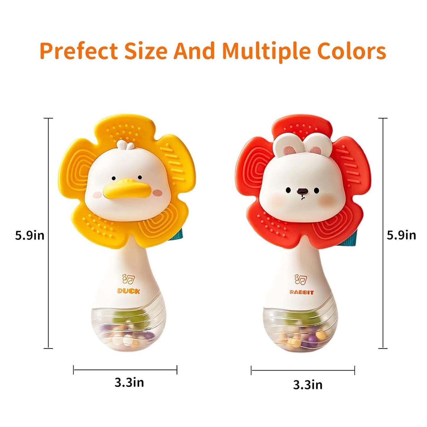 weirtoya 2 PCS Baby Rattles Teething Toys 3-6 Month, Baby Toys for 0-6 Months Infant Toy Sensory Toys with Beads Grasping Shaker, Newborn Must Haves Montessori Toys Babies Gifts