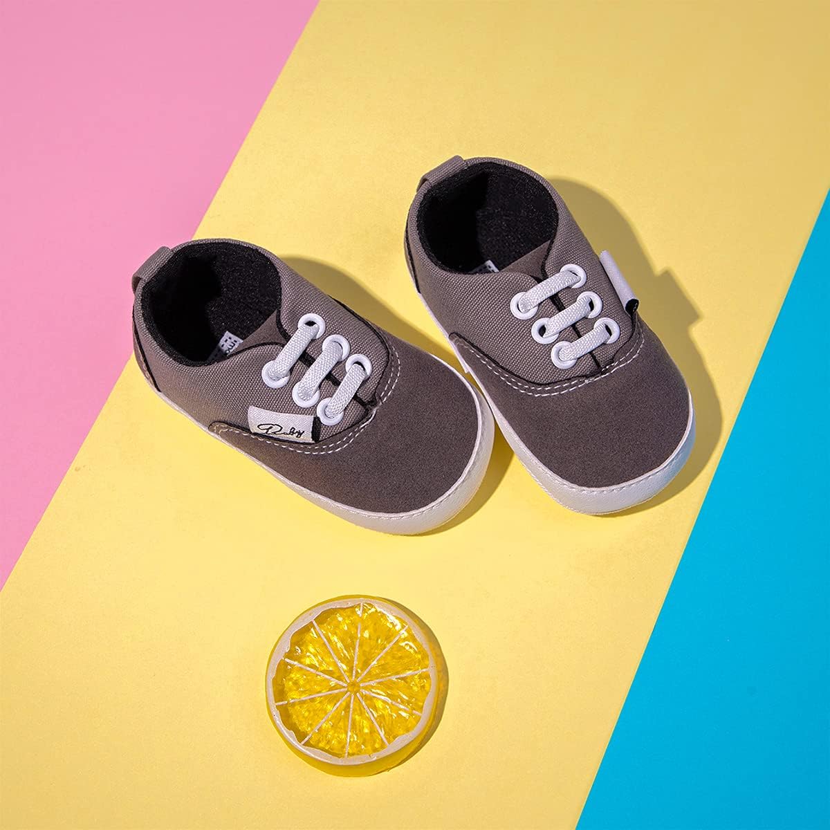 Morbido Infant Baby Boys Girls Canvas Sneaker Toddler Slip On Anti Skid Newborn First Walkers Candy Shoes for 0-18 Months