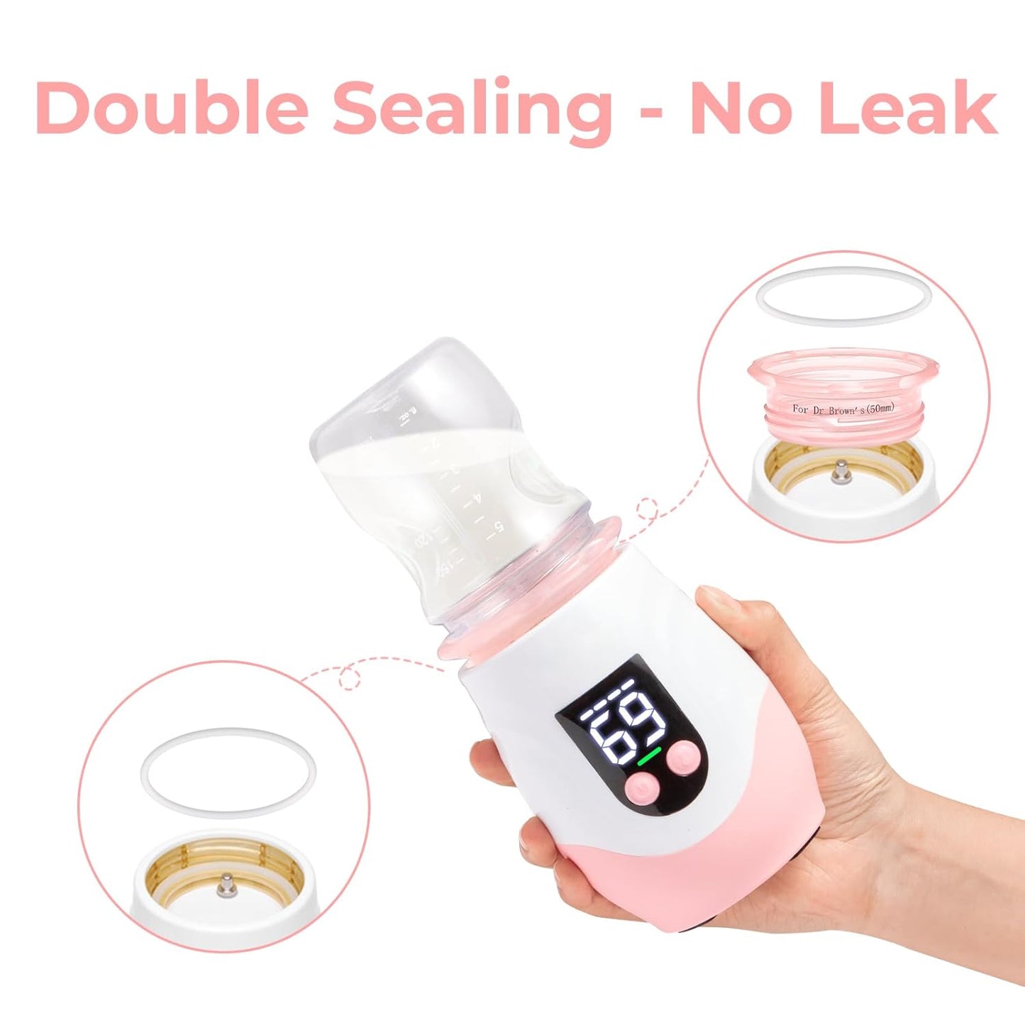 Portable Cordless Baby Bottle Warmer for Travel, Rechargeable with 8 Adapters & 1 Milk Powder