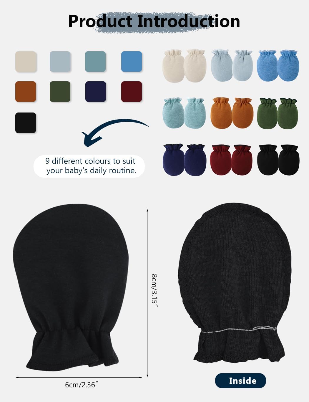 Cute Baby Mittens Newborn, No Scratch Baby Boy Mittens, Baby Girl Hat Gloves for Toddlers, Infant, Newborn