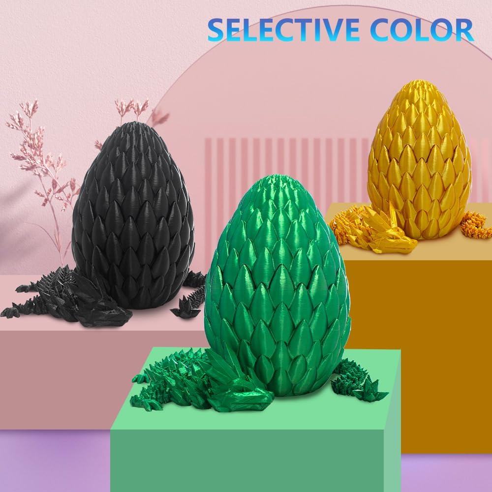 3D Printed Dragon with Dragon Egg 16.5'' Articulated Dragon Crystal Dragon Fidget Dragon Egg Toys Executive Desk Toys (Blue, Dragon & Egg)
