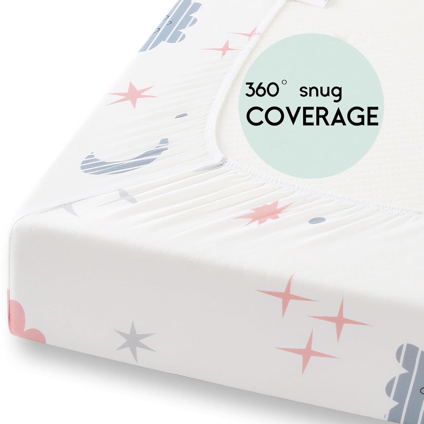 Yoofoss Pack and Play Sheets Fitted, Mini Crib Sheets 2-Pack for Pack N Play Mattress, Stretchy