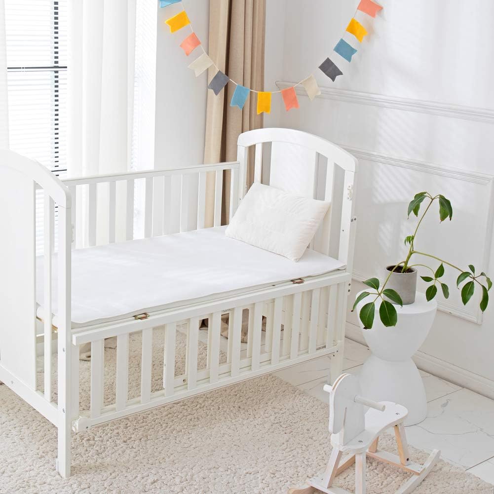Flannel Crib Protector Pad,100% Waterproof Mattress Protector Pad, One Size, 27" X 50" White