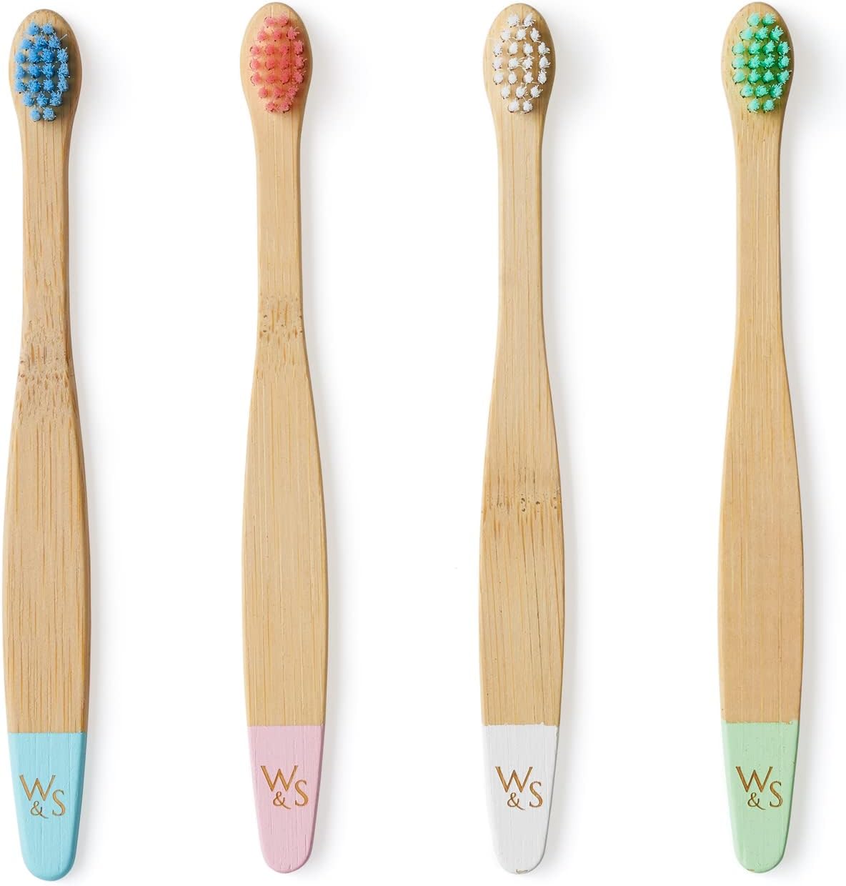 Wild & Stone Organic Baby Bamboo Toothbrushes | 4 Pack | Soft Bristles | 100% Compostable Handle |