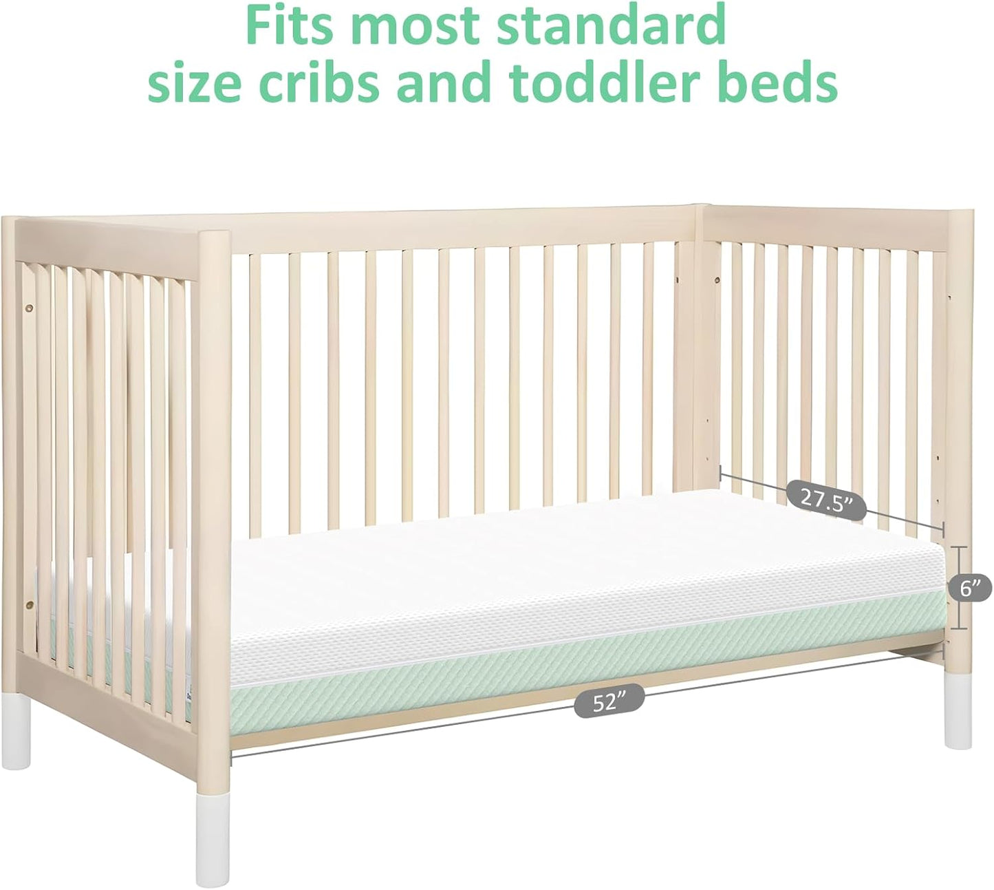 Crib Mattress, Dual Sided Comfort Memory Foam Toddler Bed Mattress, Triple-Layer Breathable Premium