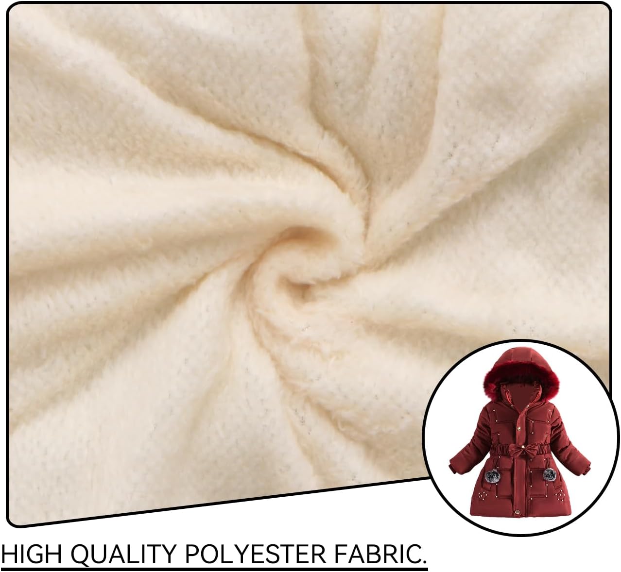 Girls Winter Dress Coats Faux Fur Hooded Fleece Jackets Waterproof Parka Outwear