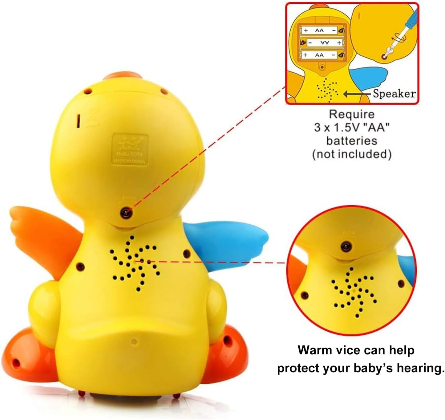 Musical Flapping Yellow Duck Interactive Action Educational Learning Walking Light Up Dancing Toy for 1 Year Old Baby Toddler Infant