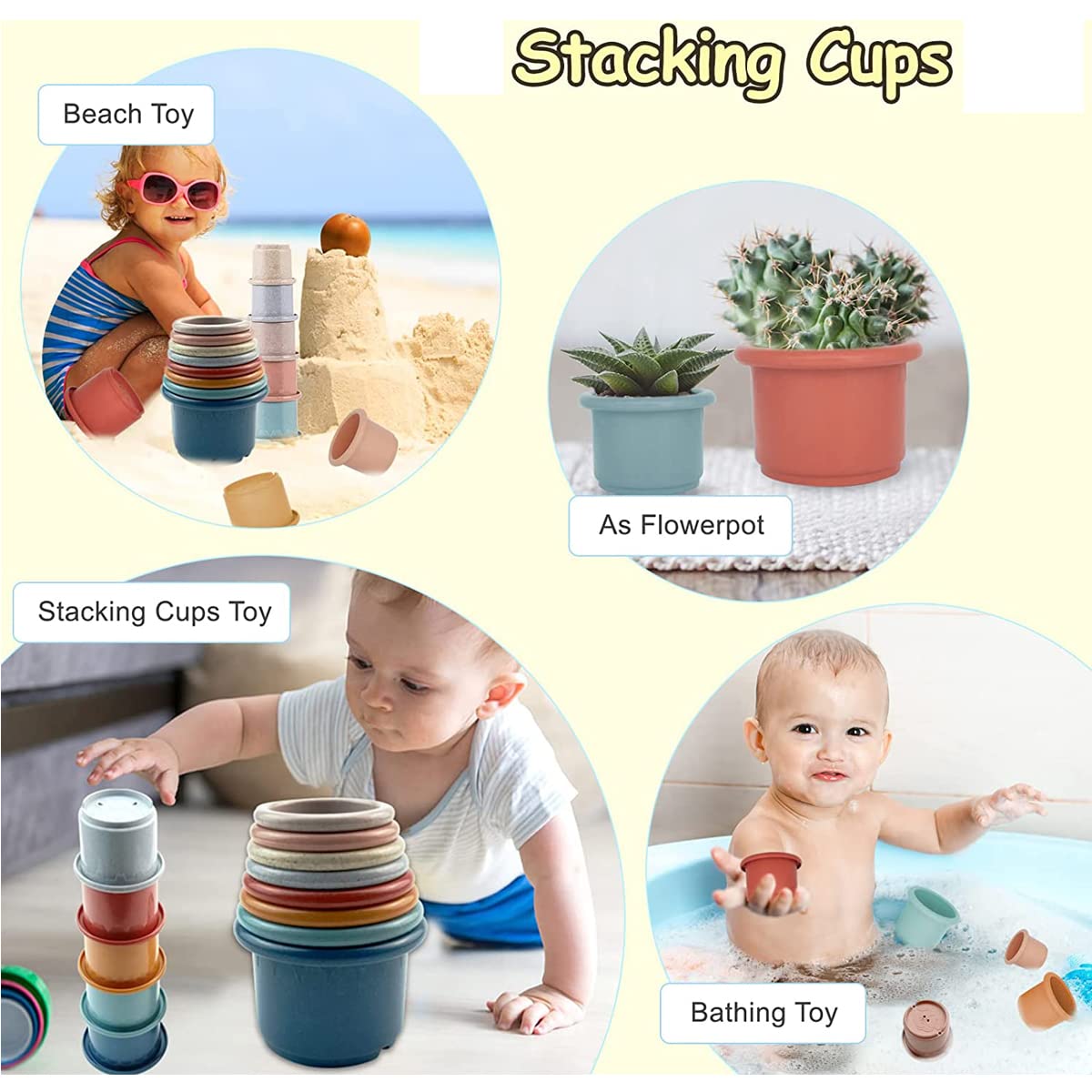 Cosaway Baby Stacking Nesting Cups Toys for Baby 6 to 12 Months, Montessori Toys for Toddler Gifts