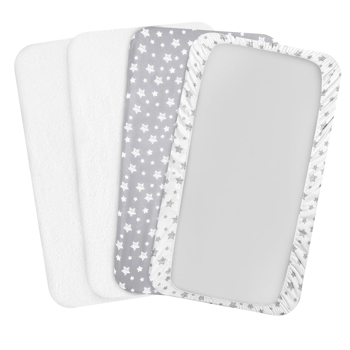 Pack and Play Sheets & Waterproof Terry Pack N Play Mattress Protector Pad Cover 4 Pack, Viscose