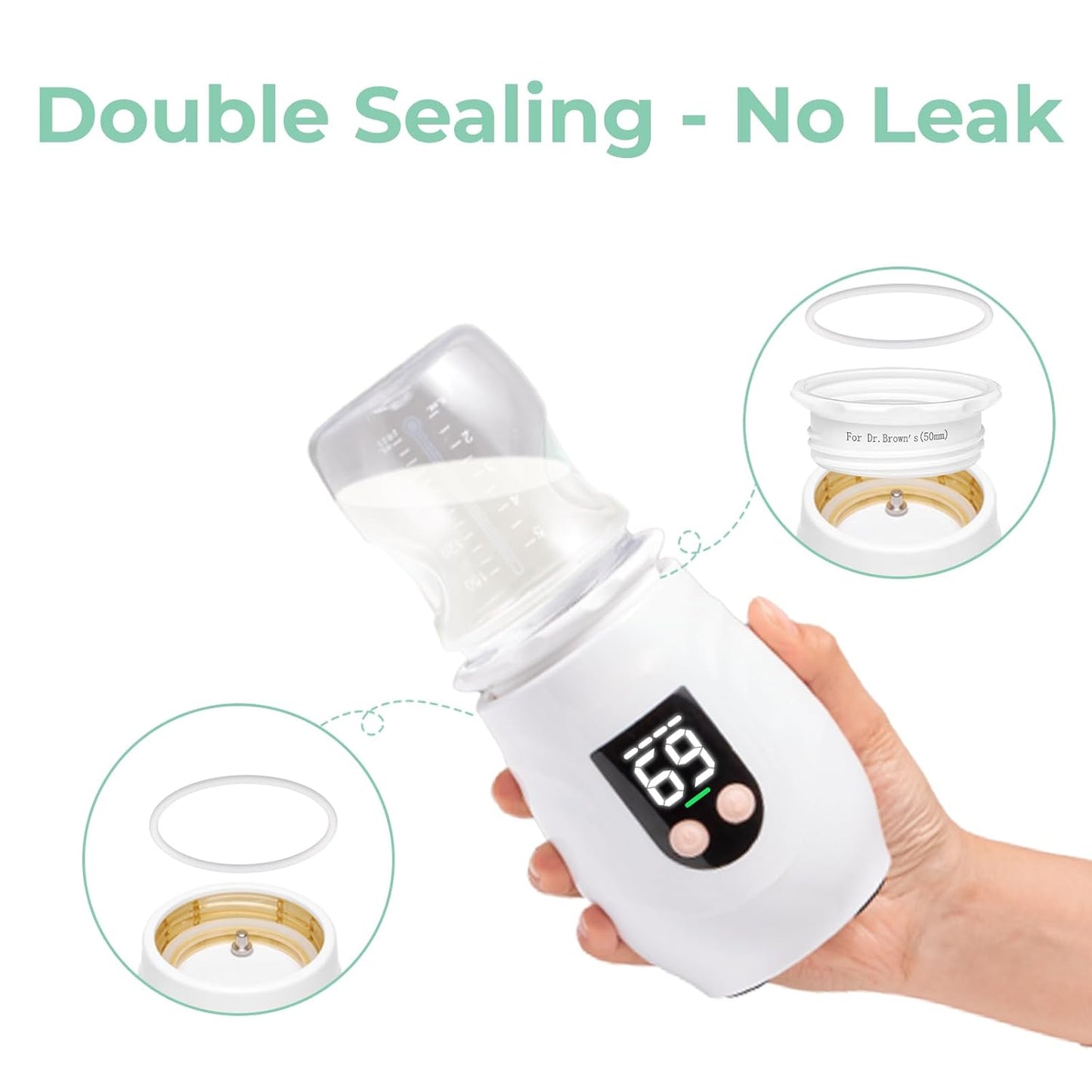 Portable Cordless Baby Bottle Warmer for Travel, Rechargeable with 8 Adapters & 1 Milk Powder