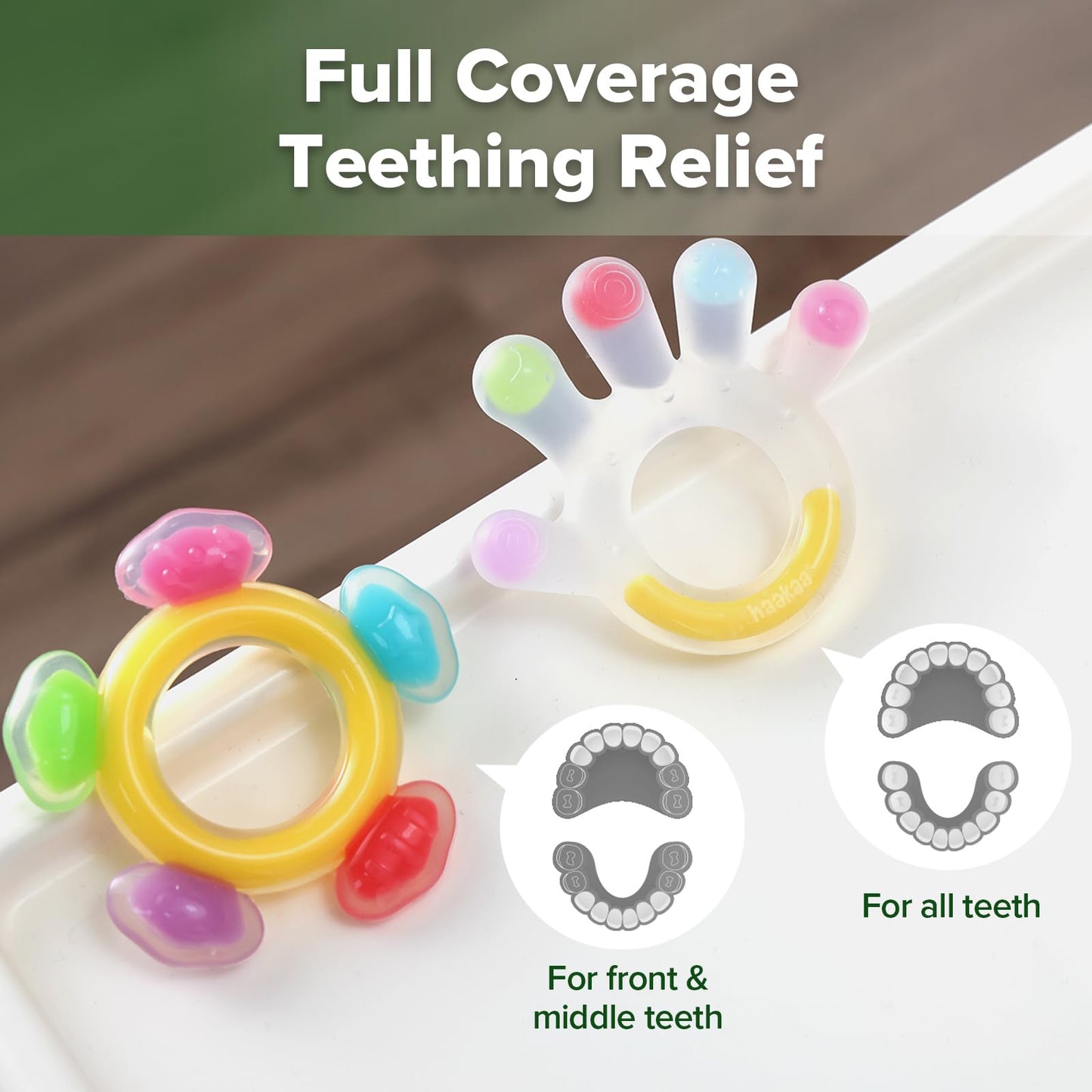 Haakaa Silicone Teether Combo, Baby Freezer Teething Toys, 2 Pack