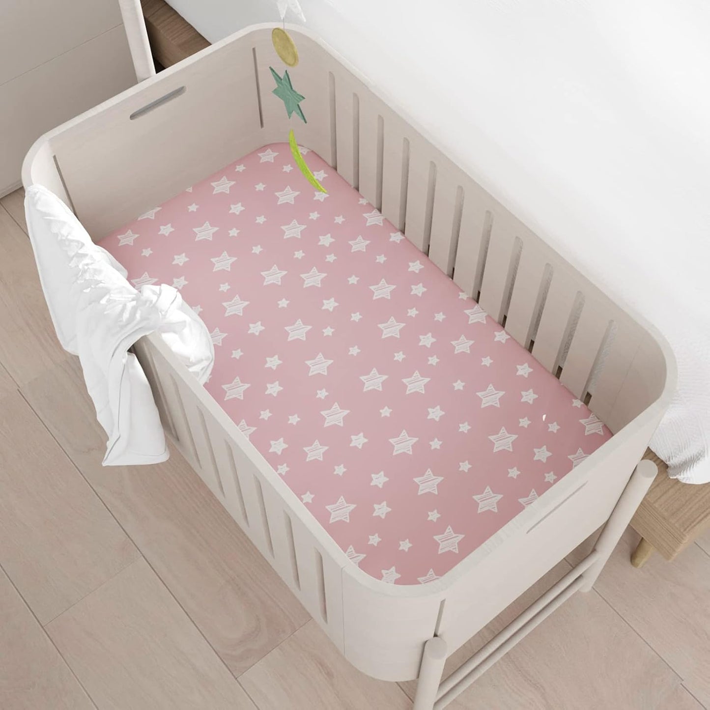 Mini Crib Sheets Fitted 4 Pack for Girls (38" X 24"), Compatible with Dream on Me, Delta Porta Crib
