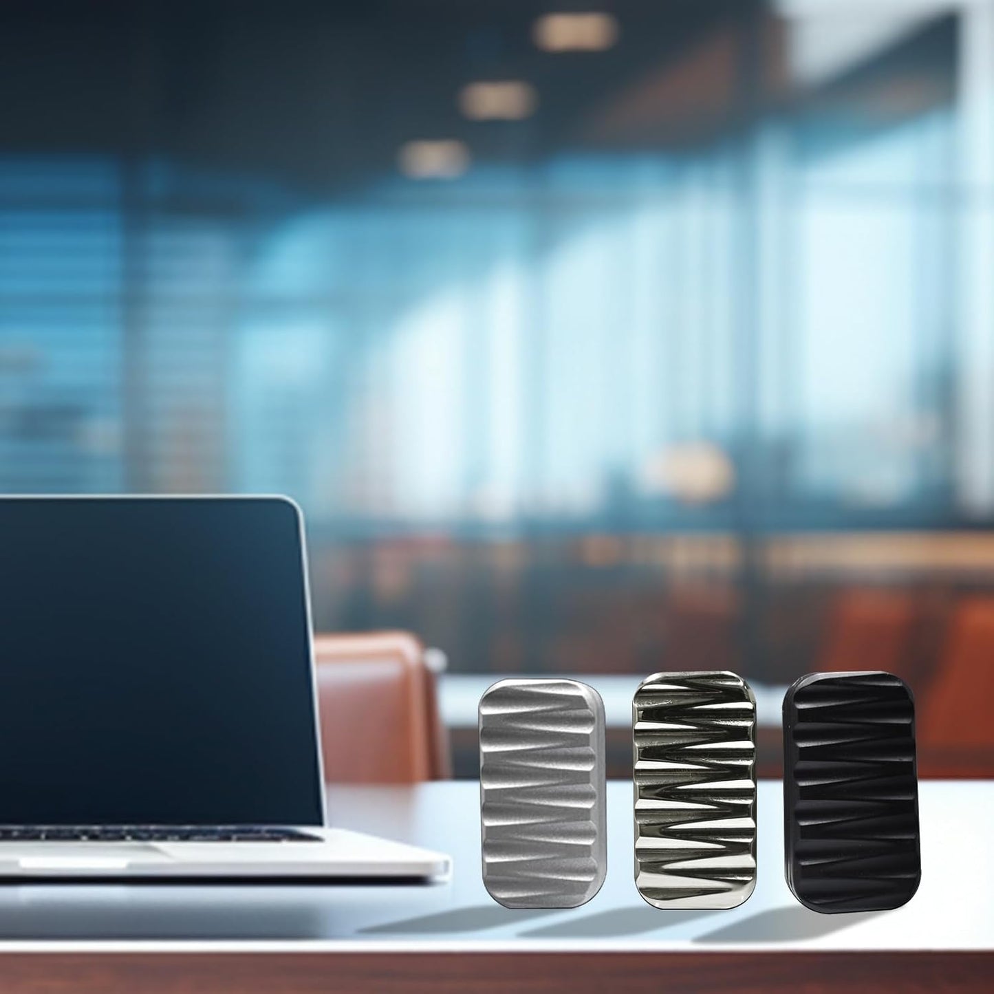 Fidget Slider 3 Layer EDC Metal Magnetic Fidget Toys Adults, Desk Toys Gift for Stress Relief (Black)