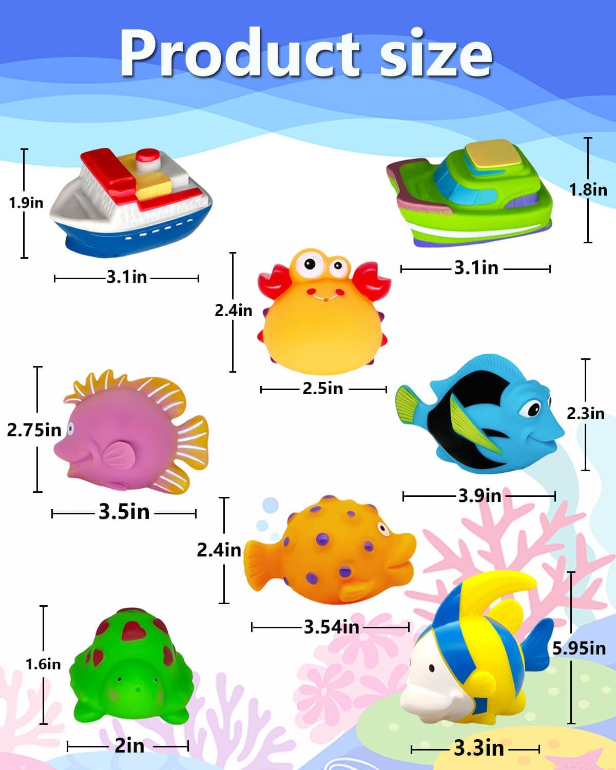 Bath Toys for Kids Ages 1-3 - Mold Free Bath Toy for Babies 6-12 Months - Toddler Pool Bathtub