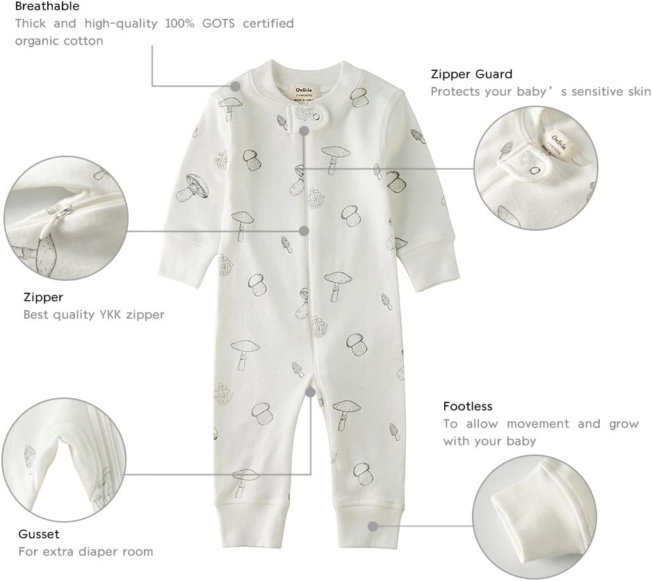 Owlivia Baby Boy Romper, Unisex Short-sleeve Summer Outfit, 100% Organic Cotton Girl One-Piece Jumpsuit
