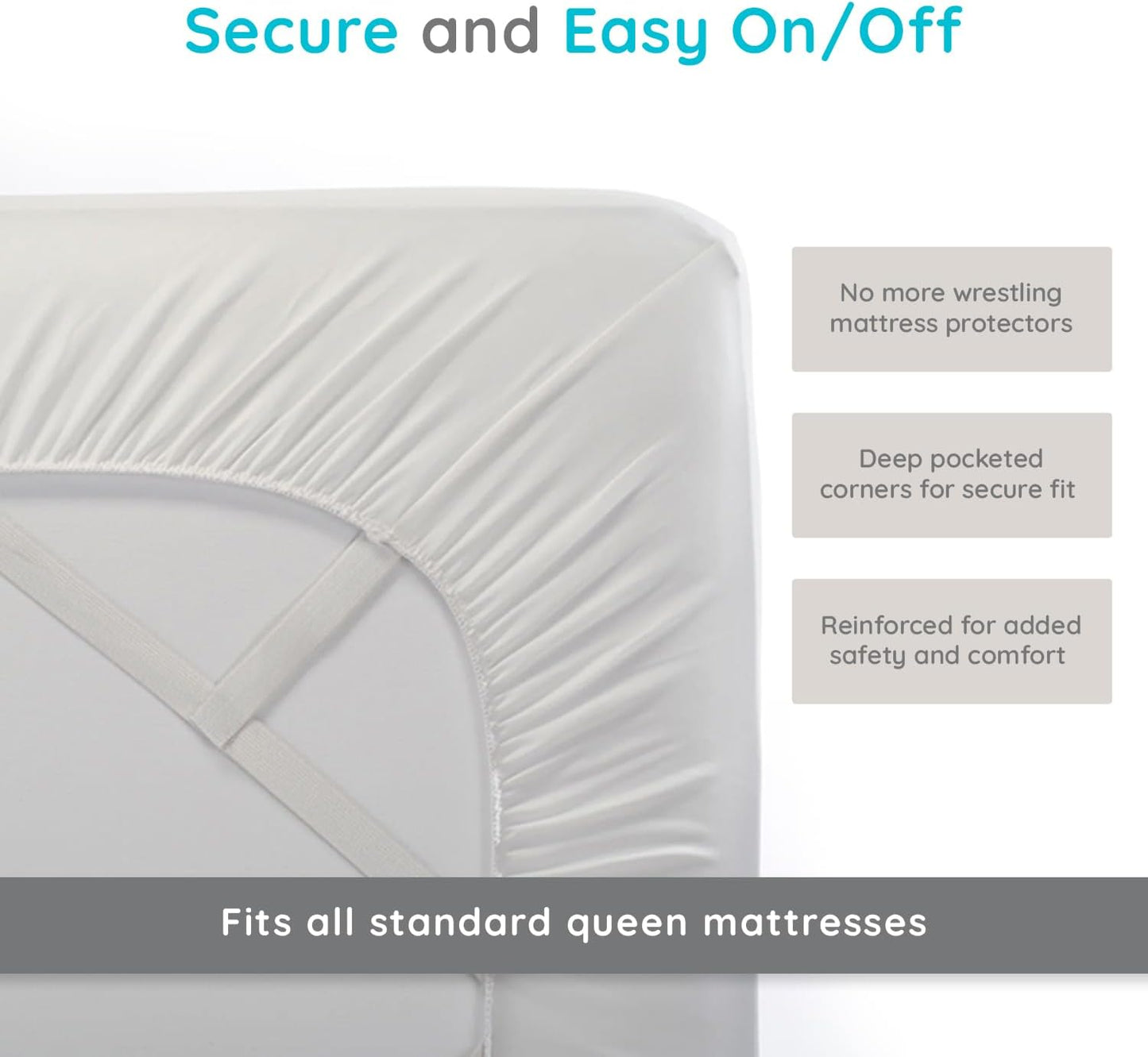 PUREgrace Tencel Mattress Protector (Queen) – Waterproof, Noiseless Cover, Soft and Breathable with Deep-Pocketed Corners for Secure Fit