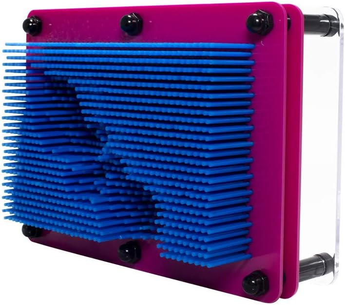 Plastic Pin Art Board Game 3D Large Size Sculpture for Children Adults 5 x 7 inches, Colorful Desk Toy Gift (Blue pin)