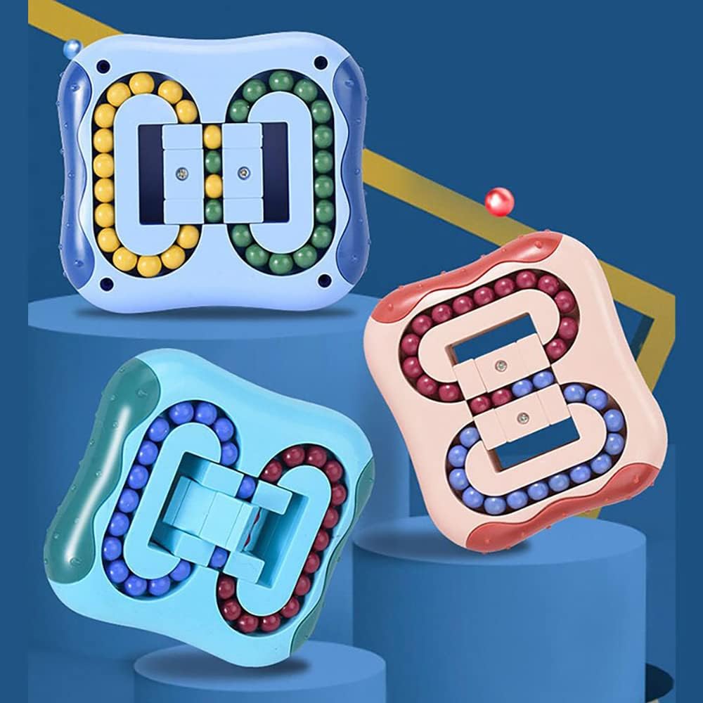 Magic Bean Rotating Cube Puzzle Fidget Toys Anti Stress Ball IQ Games Educational Sensory Easter Gift for Boys Girls Kids Children Adults (Lake Blue)