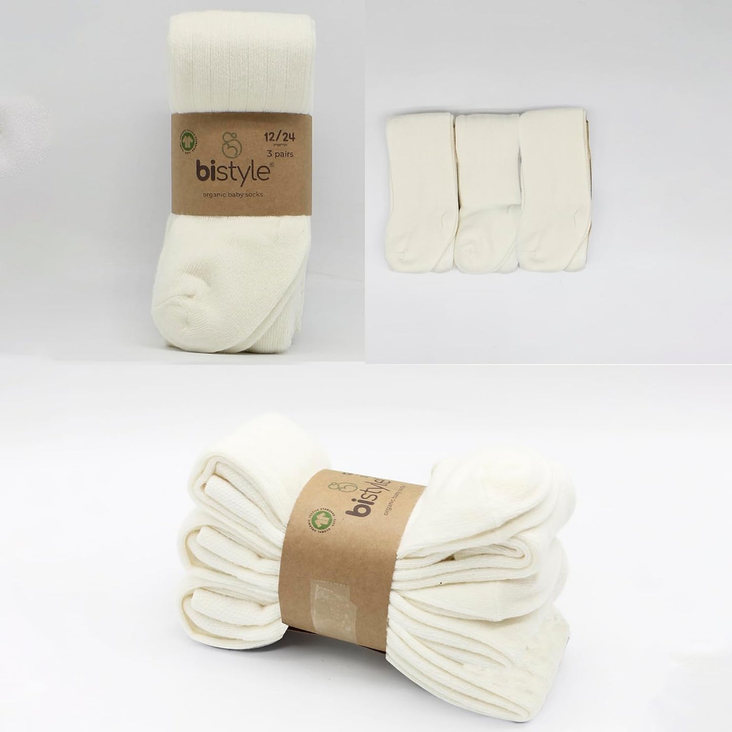 bistyle Baby Girls Tights Thick Leggings Soft | Warm Organic Cotton Stockings Pantyhose | Newborn Infant Toddler 3 Pack