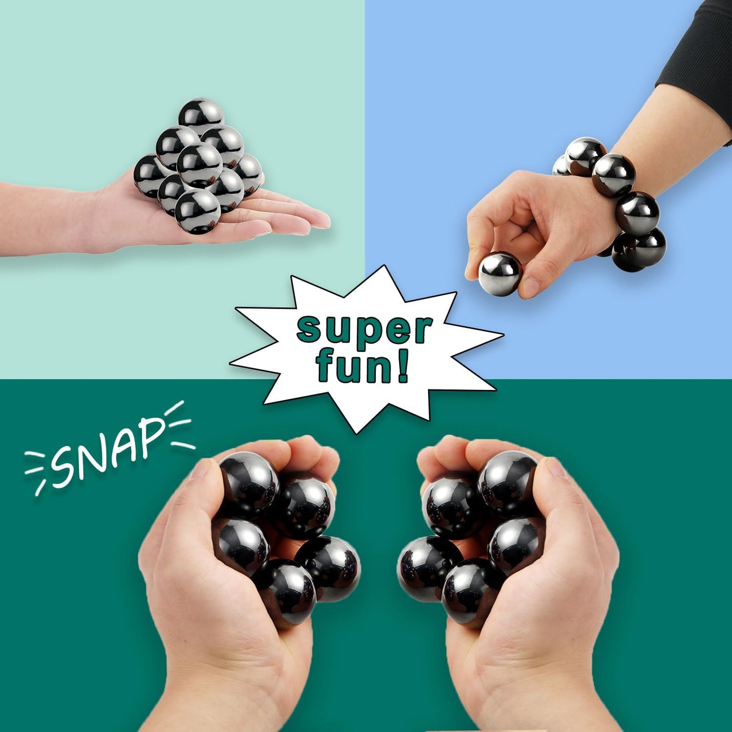 33mm Magnetic Balls Fidget Toys for Adults, Magnet Balls Metal Fidget Desk Toys for Office, Magnets and Stress Relief Gifts for Birthday(4 Pcs)