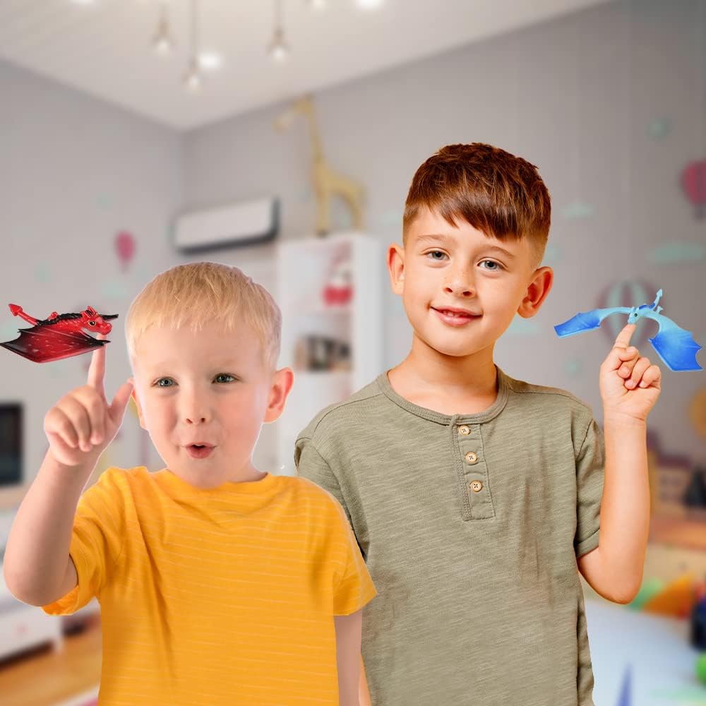 ArtCreativity Balance Dragon Toy Figures - Set of 2 with Pyramid Stands - Stress Relief Fidget Desk Toys for Kids & Adults